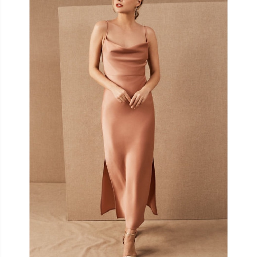 Cali Satin Charmeuse Midi Dress, Sedona Sunset, 0